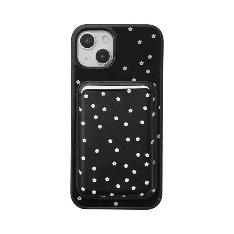 daisy Magnetic Phone Cases For Iphone 15 14 13 12Pro Max PC Glass Tpu Cover Back Cover,Leather magnetic suction card bag