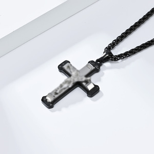 New cross-border hip-hop street style cross <b>titanium</b> steel necklace for men, unique and versatile, suitable for all outfits, pen - Product Image 4