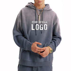 High Street Heavyweight Washed Distress Loose <b>Men's</b> <b>Hoodie</b> Autumn Winter Spray Dyed Gradient Color Oversized Hoodies For <b>Men</b> - Product Image 1