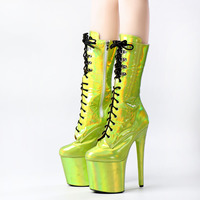 Bottines de danse pôle à lacets 8 pouces, Laser, nouveau Style, discothèque, talons dénudeurs, danseuse exotique, spectacle sur scène, gothique pour femmes