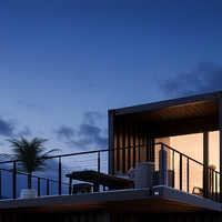 Maison modulaire à deux étages en conteneurs de 20 et 40 pieds, villa de luxe avec terrasse pour location vacances, ADU et glamping