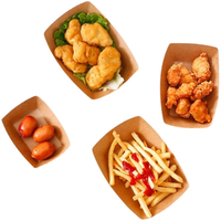 Boîte en papier kraft jetable personnalisable pour brochettes de poulet frit frites emballage de déjeuner résistant à l'huile sans pli