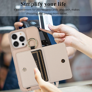 Étui de luxe en similicuir avec support, porte-cartes, sangle d'épaule et boucle annulaire pour <span class=keywords><strong>iPhone</strong></span> 17 Pro Max, Samsung S26, Google 11 Pro - Product Image 3