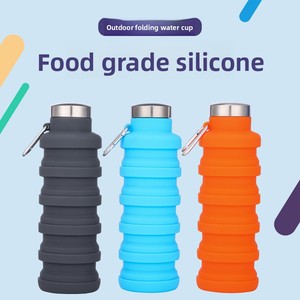 Bouteille d'eau sport pliable et extensible en silicone de qualité alimentaire, 500 ml, résistante au lave-vaisselle, prix direct usine, vente en gros pour l'extérieur - Product Image 3