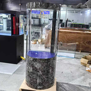 Aquário Semicircular Ecológico com Sistema de Filtragem de Fundo, Armário de Mármore e Tanque de Vidro para Sala de Estar - Product Image 5