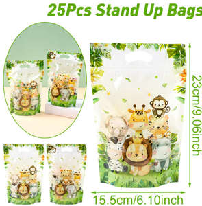 Sacchetti Decorativi 23*15,5cm con Unicorni, Sirene, Animali della Giungla, Fiocchi, Tema Corse, Sacchetti Regalo in Plastica per Caramelle e Frutta Secca - Product Image 2