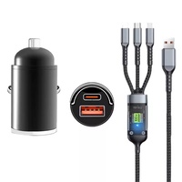 Unsichtbares Autoladegerät, Superschnelles Autoladegerät für Smartphone Tablet Laptop Auto 2-in-1 Mobiltelefon-Ladegerät