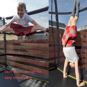 Nuovi Culottes alla Moda con Fascia in Vita Regolabile, Gonne-Culotte a Quadri per Bambini in Rosso e Grigio, Gonne Scolastiche Tartan - Product Image 3