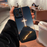 Coque de téléphone portable en silicone TPU à bords droits avec impression Montagne Lumineuse pour iPhone 7 8 X Xr Xs 11 12 13 14 15 16 17 Pro Max