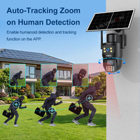 Caméra de surveillance de sécurité solaire PTZ extérieure LS VISION 2K 4MP avec zoom 12X, double objectif, carte SIM 4G et suivi automatique