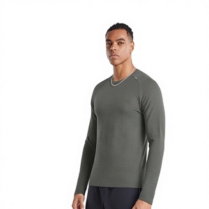   <span class=keywords><strong>T</strong></span>-<span class=keywords><strong>shirt</strong></span> pour <span class=keywords><strong>homme</strong></span> en polyester sans couture, à séchage rapide, à manches longues, col rond, jacquard, printemps/automne, <span class=keywords><strong>anti</strong></span>-humidité, protection solaire - Product Image 1