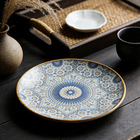 Assiettes à dîner en céramique vintage JQY, motif personnalisé, plat de service en céramique, vaisselle, restaurant, assiettes rondes en porcelaine, assiettes à dessert, assiettes à sushi
