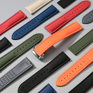 High Quality Quick Release Fluororubber <strong>Watch</strong> Band With Fabric Sailcloth Textured FKM <strong>Rubber</strong> <strong>Watch</strong> Strap Replacement 20 21 22mm - Product Image 1