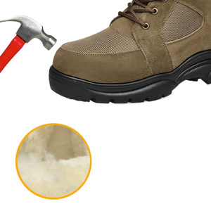 Men's Winter Snow Boots <b>Brown</b> <b>Wool</b> Lined Thickened Mid Heel Outdoor Work Non Slip - Product Image 2