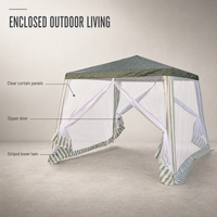 Moustiquaire de gazebo imperméable pour extérieur, pour gazebo pagode solaire 3x3, avec porte à fermeture éclair