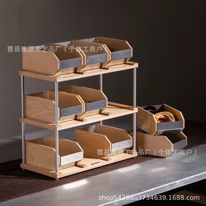 Office Organizer Wooden Storage Box 3 Tier Desktop <b>Cabinet</b> With Metal Frame For <b>Desk</b> Organization - Product Image 3