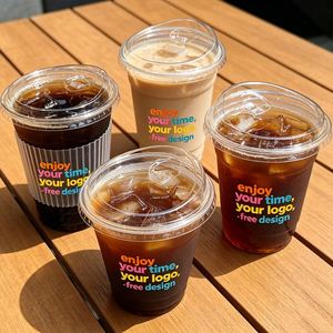 แก้วกาแฟแบบใช้แล้วทิ้งขนาด 350 มล. 12 ออนซ์ พิมพ์โลโก้ได้ แก้วใสสำหรับเครื่องดื่มเย็น แก้วชาไข่มุก PET แก้วพลาสติกรูปตัวยู พร้อมฝาปิด ขนาด 90 มม. 98 มม. - Product Image 1