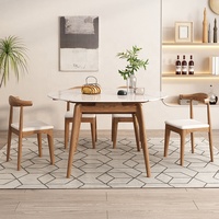 Ensemble de Table à manger de luxe, 6 chaises, Table à manger moderne pliante en marbre blanc, Table à manger en bois massif