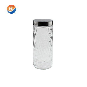 Wholesale BROTHER GJ11311801YZP <strong>Simple</strong> Grid Pattern Glass Storage Jar with Aluminum Cap and Acrylic Transparent Window - Product Image 4