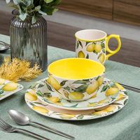 Ensemble de vaisselle en céramique personnalisable de la série Lemon pour restaurants et cadeaux d'Asie du Sud-Est Ensembles de vaisselle parfaits