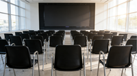 Chaise d'école empilable en plastique PP avec structure en acier chromé et accoudoirs pour salle de classe et salle de formation