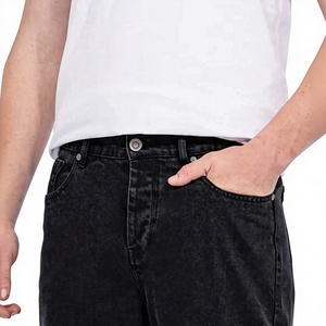 Jean en denim noir coupe droite pour homme, taille mi-haute, en coton, style décontracté, idéal pour l'automne - Product Image 3