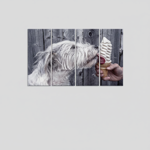 Printed <b>Canvas</b>: Cute Dog Eating Ice Cream - Minimalist <b>Wall</b> Art,SET OF 4 <b>CANVAS</b> - Product Image 2