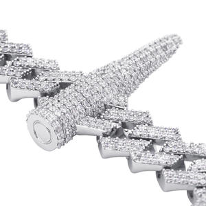 Chaîne cubaine Hip-Hop européenne et américaine de 14 mm avec rivets en forme de balle, collier pour homme entièrement serti de zircone, style Hip-Hop Punk - Product Image 5