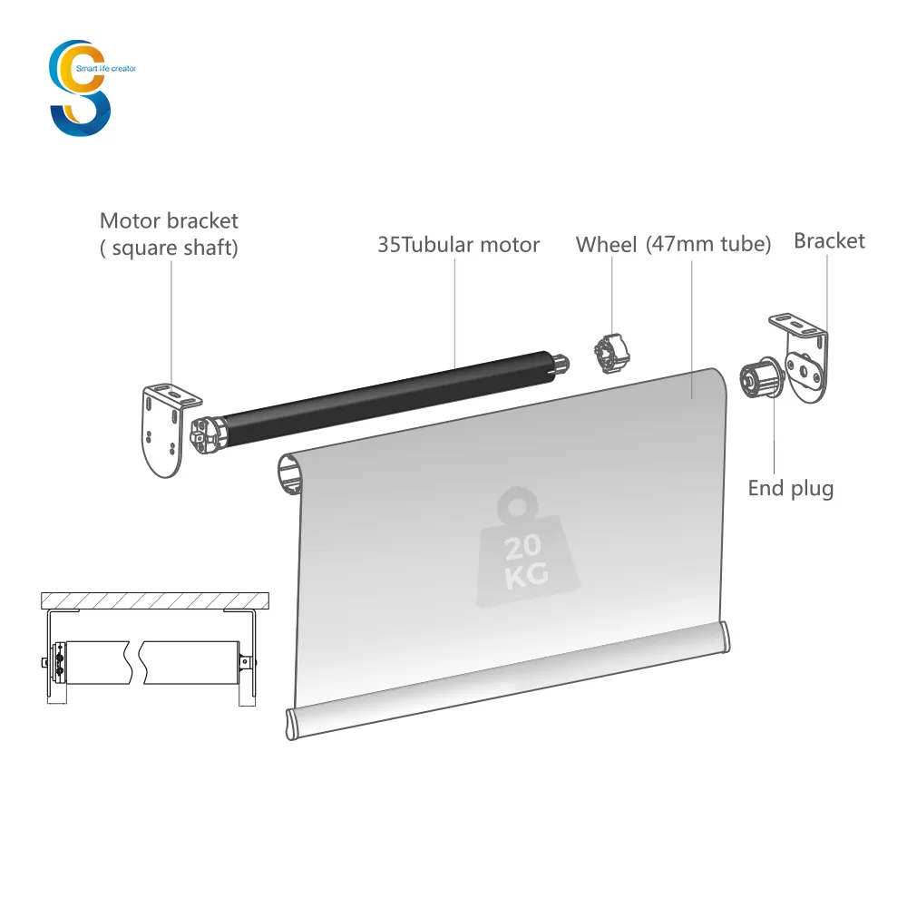 Rouleau romain Smart 12v à distance en bois Wifi Rolling Shades moteur aveugle 35mm