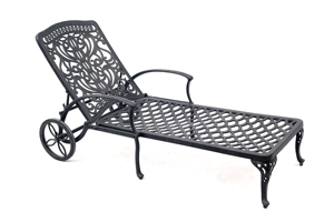 Antique Chaise Longue Aluminum <strong>Reclining</strong> <strong>Deck</strong> <strong>Chair</strong> with Wheels - Product Image 2