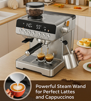 Machine à expresso 20 bars avec moulin intégré, machine à café semi-automatique 58 mm pour usage domestique, infusion à froid, acier inoxydable, affichage numérique