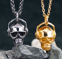 Collier pendentif en acier inoxydable, bijoux personnalisés, rock gothique, crâne, plaqué or 18 carats, plaqué or rose, chaîne à maillons, colliers punk