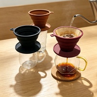 Filtre à café pliable en silicone réutilisable de haute qualité, portable et contemporain, avec entonnoir à débit contrôlé, qualité alimentaire