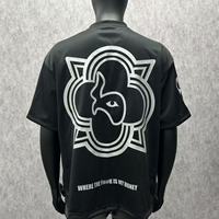 T-shirt de sport en coton personnalisé de haute qualité à col en V, anti-plis, tendance, coupe oversize, imprimé hip-hop, style streetwear vintage