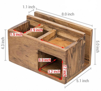 Organisateur de bureau en bois massif rustique, multi-compartiments, avec fente pour courrier et support pour notes adhésives, pour le rangement de fournitures de bureau