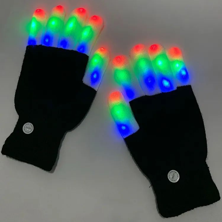 La fiesta de Navidad de luz LED guantes mostrar 6 modos colorido intermitente Dedo de iluminación Rave intermitente guantes Guantes LED Luz
