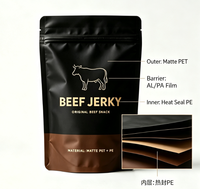 Sachet Doypack personnalisé refermable de qualité alimentaire pour viande séchée de bœuf, avec fermeture éclair, impression par gravure et encoche de déchirement