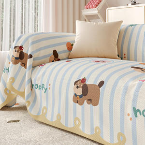 Sweet Dream Puppy <b>Sofa</b> <b>Cover</b> Rectangle Printed Cartoon Elastic <b>Stretch</b> Imitation Linen Pad Type Modular <b>Sofa</b> Slipcover - Product Image 1