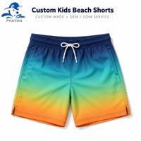 Shorts de plage unisexes Phayon pour enfants, grande taille, été, UPF 50+, séchage rapide, imprimé rayé coucher de soleil, respirant, polyester 120g, taille élastique