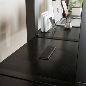 <span class=keywords><strong>Lit</strong></span> superposé en métal double avec bureau intégré, armoire, étagères, prise électrique, gain de place et réduction du bruit, noir - Product Image 4