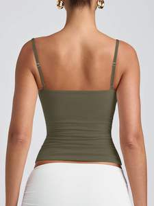 Débardeurs Cami ajustables à col carré pour femmes, en tricot double doublure, respirants, écologiques, style décontracté <span class=keywords><strong>vintage</strong></span>, vente en gros - Product Image 5