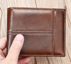 Portefeuille court vintage en cuir véritable pour homme, fermeture éclair, doublure en polyester imperméable, logo personnalisé, vente en gros OEM ODM - Product Image 3