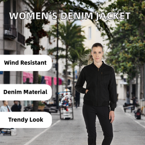 Veste en jean unie pour femme, respirante, avec logo tricoté, fermeture éclair, manches mi-longues, mode printemps-été-automne - Product Image 2