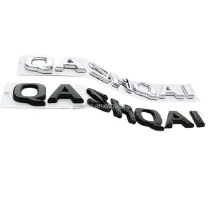 علامة الأبجدية QASHQAI تسمية السيارة المغلف تسمية الجذع الخلفي شعار النهاية مطلي بالكهرباء اللون 3D شعار الزخرفية لنيسان