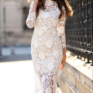 white lace long sleeve dress