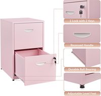 Classeur de bureau moderne rose à 2 tiroirs pour le bureau à domicile Taille de la lettre Fonction de verrouillage en métal Assemblage requis pour l'atelier scolaire