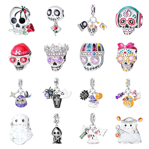 2025 Halloween libération squelette espiègle citrouille pendentif perle 925 argent cuivre Zircon bijoux Bracelet fêtes cadeaux - Product Image 1