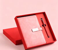 Coffret Cadeau Carnet A5 en PU Rigide avec 100 Feuilles Blanches, Boucle Métallique, Stylo Bille Personnalisable, Coffret Cadeau d'Affaires, Kit de Papeterie