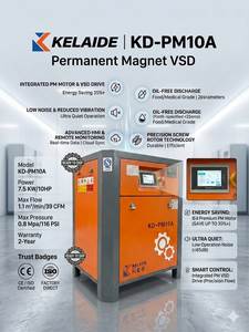 7.5kW (10HP) 12 <b>Bar</b> 380V Oil-free Variable Speed Screw Air Compressor Air-<b>Cooled</b> 121kg 5 Year Warranty Acrylic Laser Cutting - Product Image 2