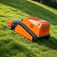 Tondeuse à fléaux sur chenilles de 800 mm, alimentée par batterie, avec télécommande de 500 m et tête de coupe hydraulique relevable pour vergers et terres agricoles